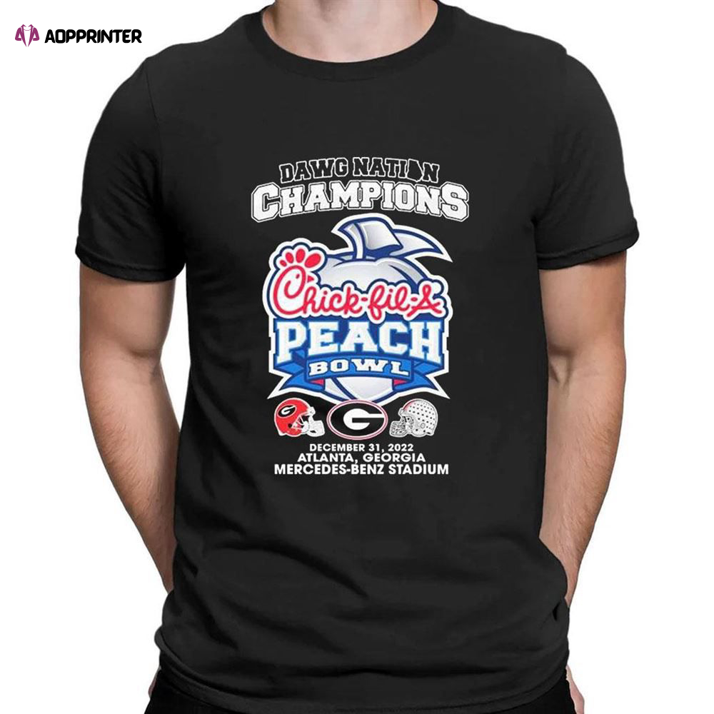 Dawg Nation Georgia Bulldogs 2022 Peach Bowl Champions T-Shirt For Fans