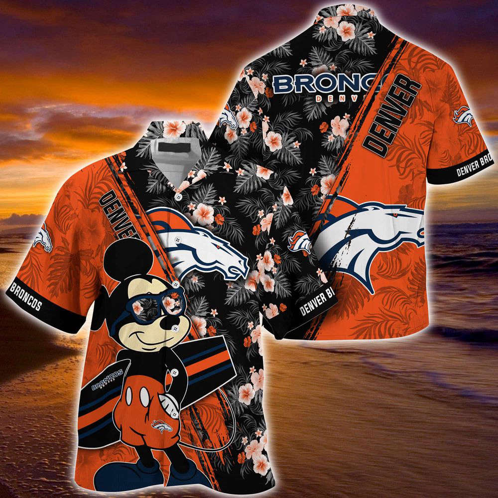 Denver Broncos NFL-Summer Hawaii Shirt Mickey And Floral Pattern For Sports Fans