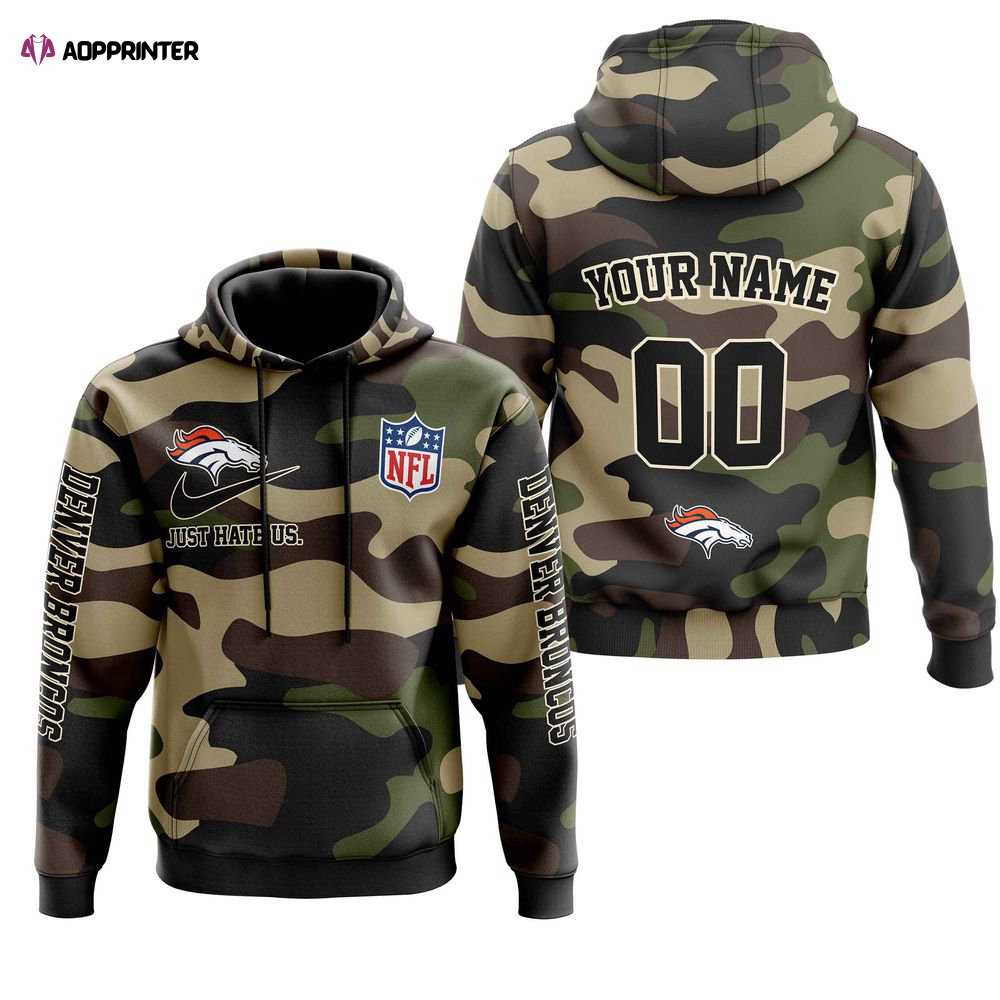 Denver Broncos Personalized Hoodie-Zip Hoodie Camo Style, For Men And Women