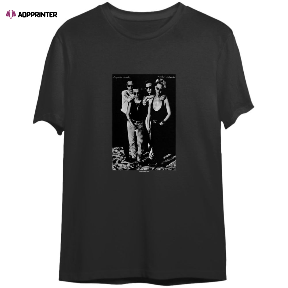 Depeche Mode T-Shirt, Depeche Mode World Violation 1990 Tour Concert Double Sided T-Shirt For Men And Women