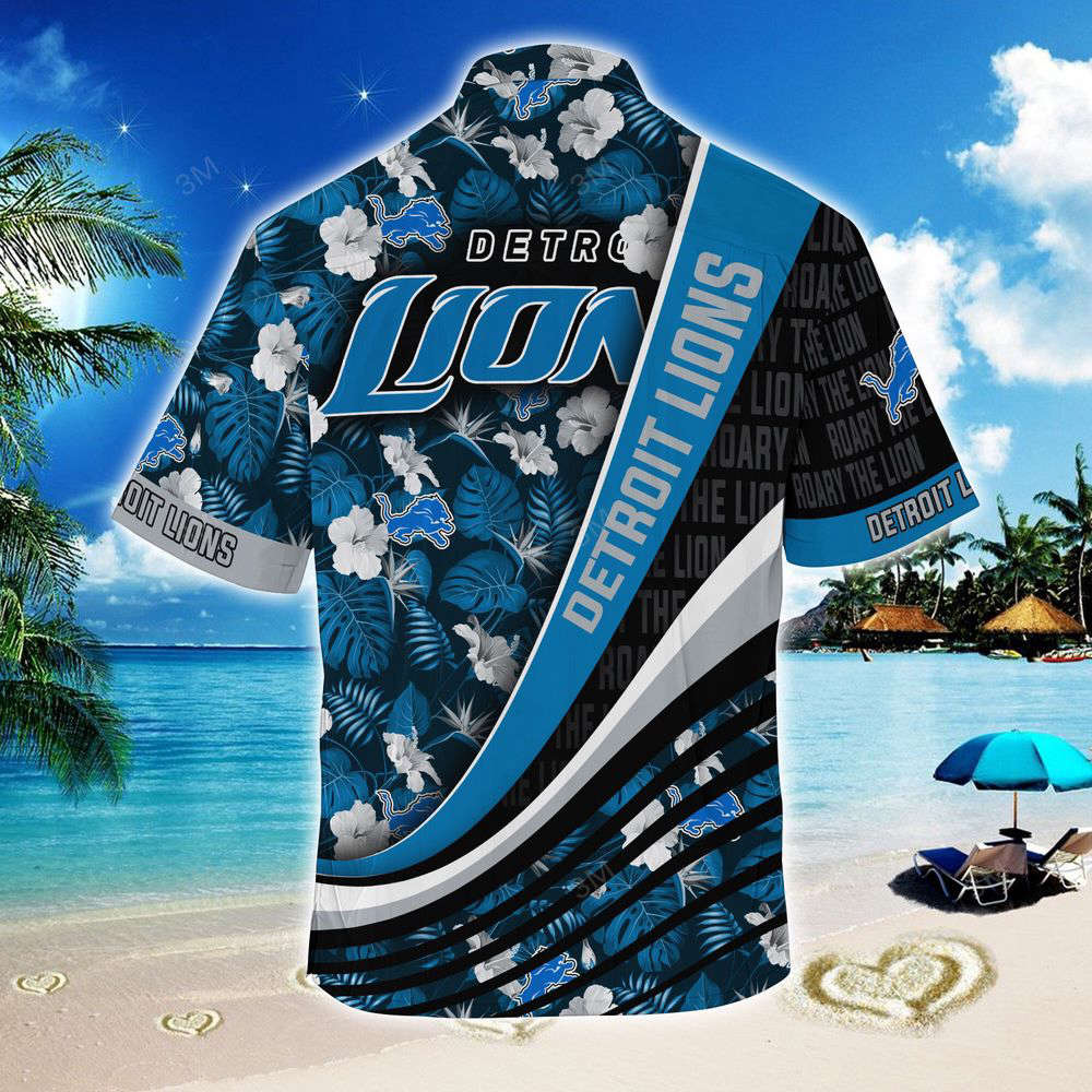 Detroit Lions NFL-Summer Hawaii Shirt With Tropical Flower Pattern  For Men And Women