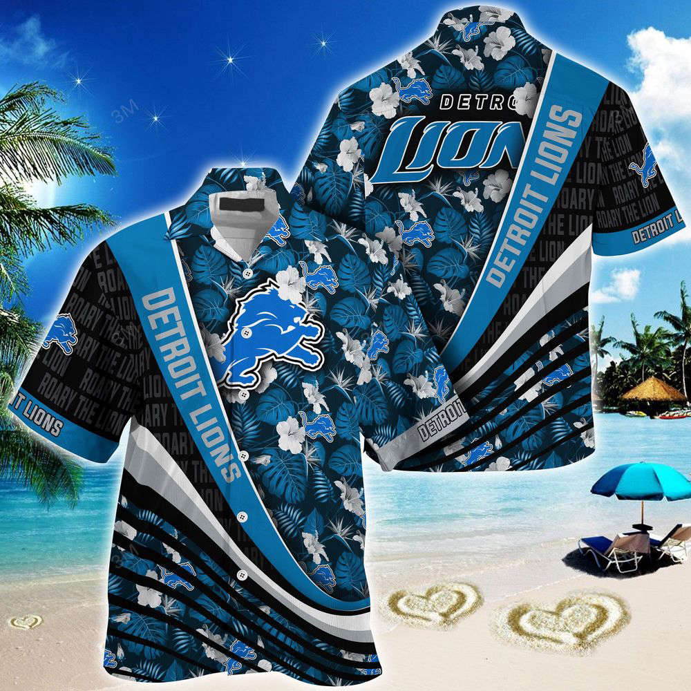 Detroit Lions NFL-Summer Hawaii Shirt With Tropical Flower Pattern  For Men And Women