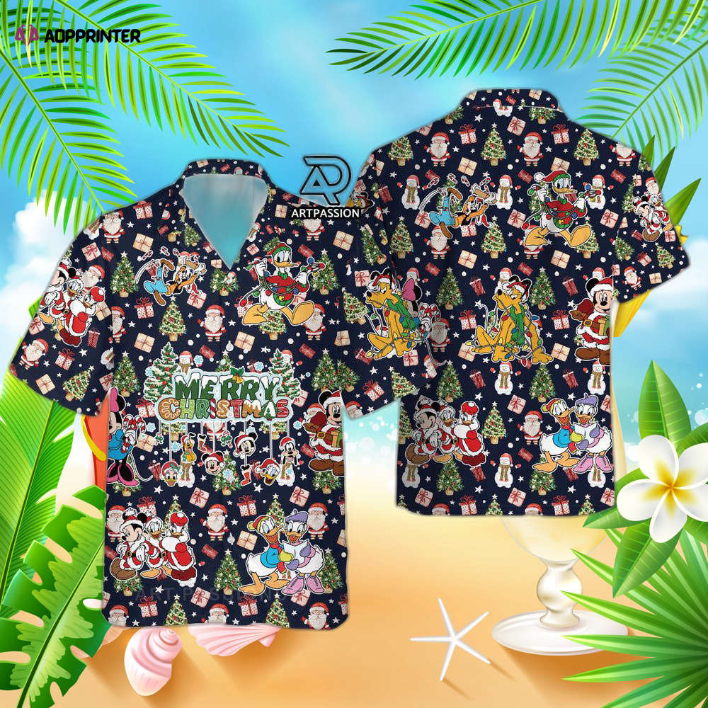 Retro Disneyland Christmas Hawaiian Shirt, Mickey and Friends Christmas, For Men Women