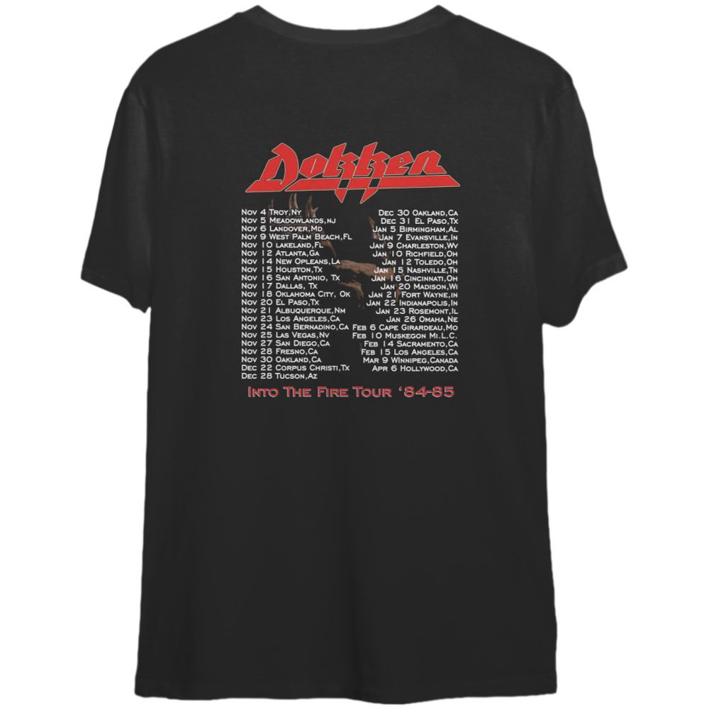 Dokken Tooth and Nail Into The Fire Tour ’84-85 T-Shirt, Dokken Tour 1984 T-Shirt For Men And Women