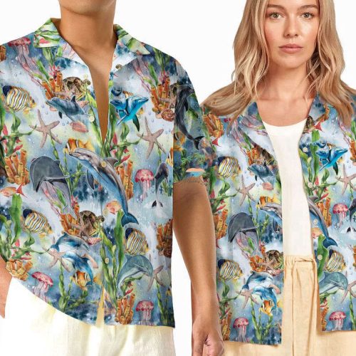 Dolphin Ocean Animal Hawaiian Shirt, Gift For Men And Women