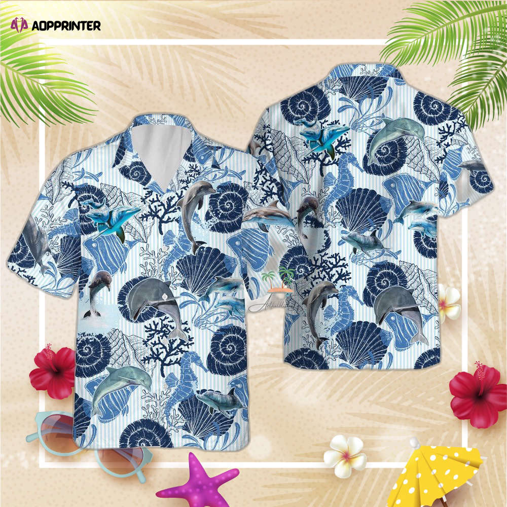 Dolphin Seahorse Hawaiian Shirt, Gift For Men And Women, Seashells Beach Hawaii Shirt