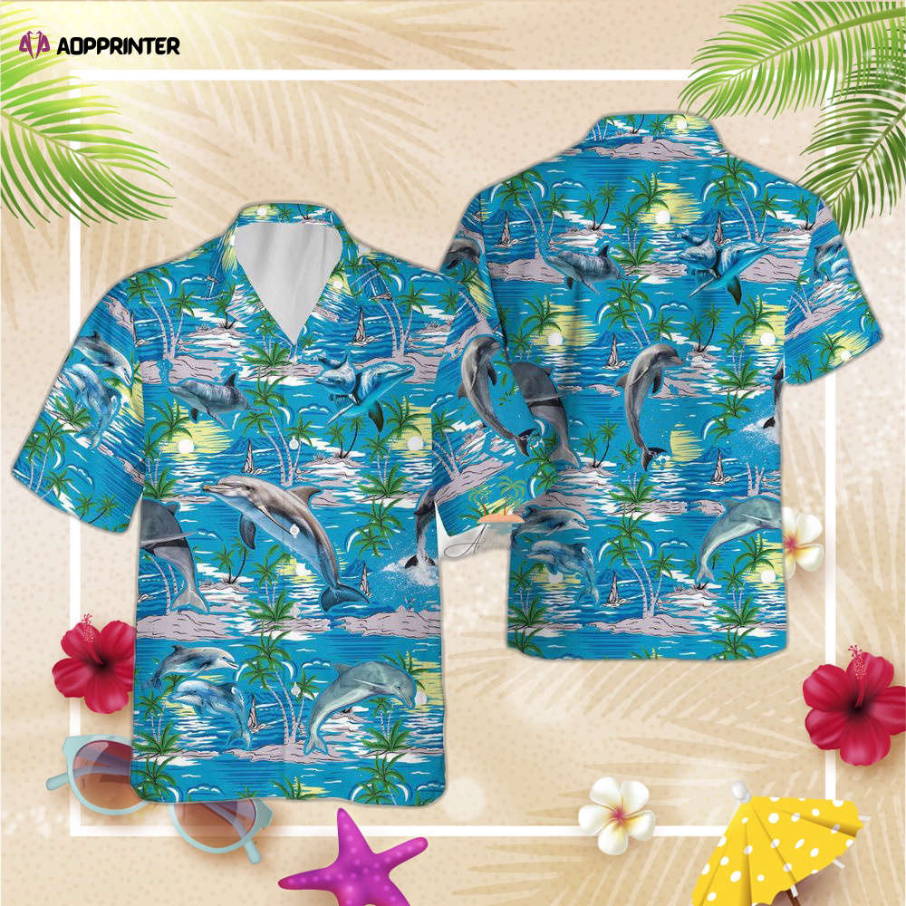 Dolphin Teal Hawaiian Shirt, Gift For Men And Women, Tropical Hawaii Shirt