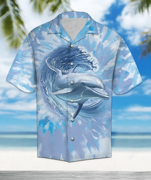 Dolphin Tie Dye Hawaiian Shirt, Gift For Men Women