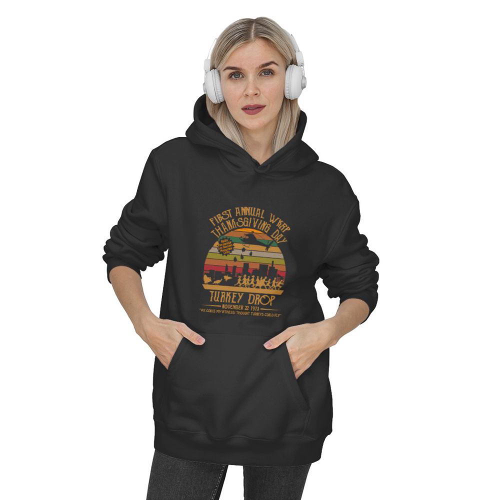 First Annual WKRP Thanksgiving Day Turkey Drop Vintage Retro Hoodie, Gift For Men And Women