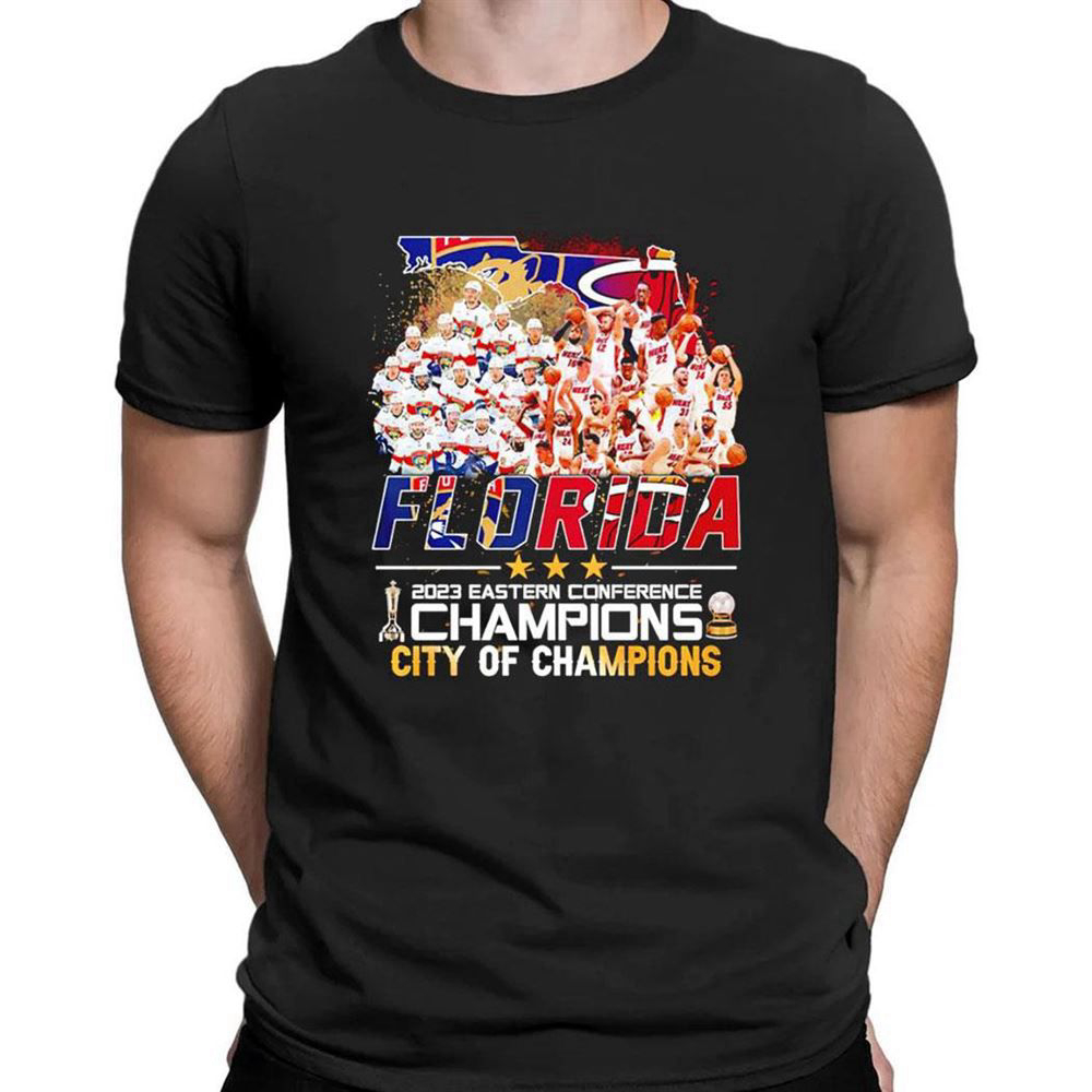 Flodira Panthers And Miami Heat Eastern Conference Champions 2023 T-shirt For Fans