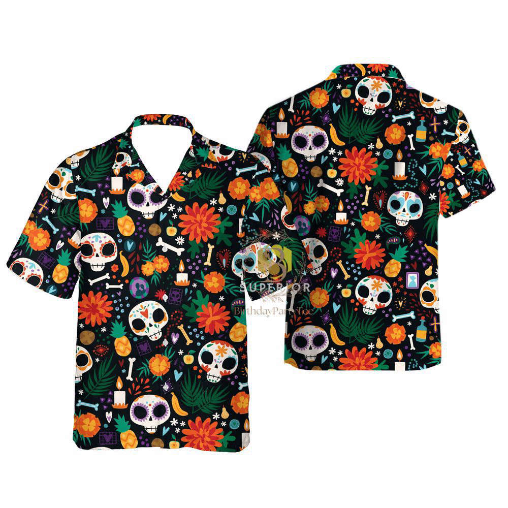 Floral DOTD Skull Hawaiian Shirt, Gift For Men And Women