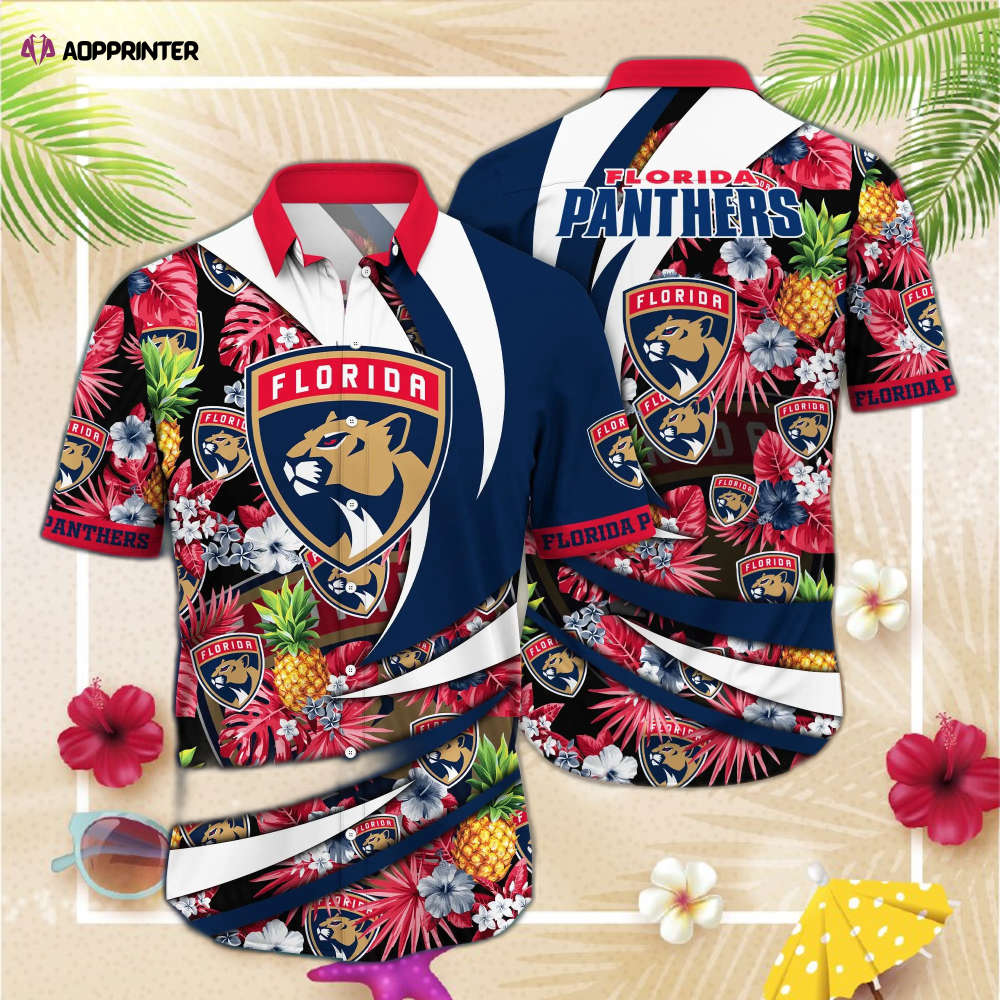 Nhl Florida Panthers Skull Button Up Hawaiian Shirts