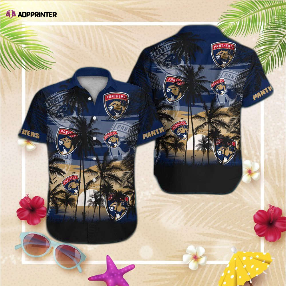 Florida Panthers Short Sleeve Button Up Tropical Aloha Hawaiian Shirts Shirt Hawaiian Shirt Set for Men Women Kids