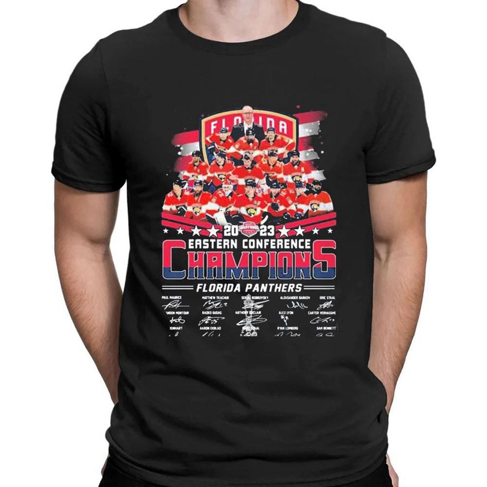 Florida Panthers Team Eastern Conference Champions Signatures 2023 T-shirt For Men Women