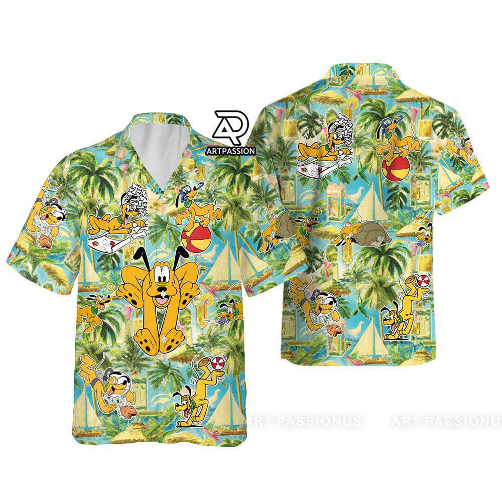 Funny Disney Pluto, For Men Women Hawaiian Shirt, Pluto Tropical Aloha, For Men Women