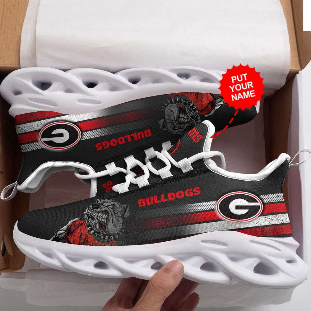 Georgia Bulldogs Logo In Black Custom Name 3D Max Soul Sneaker Shoes  Personalized Shoes For Men Women