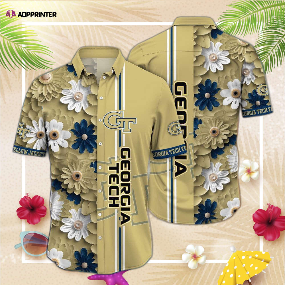 Georgia Tech Yellow Jackets NCAA3 Flower Hawaii Shirt, Best Gift For Men Women