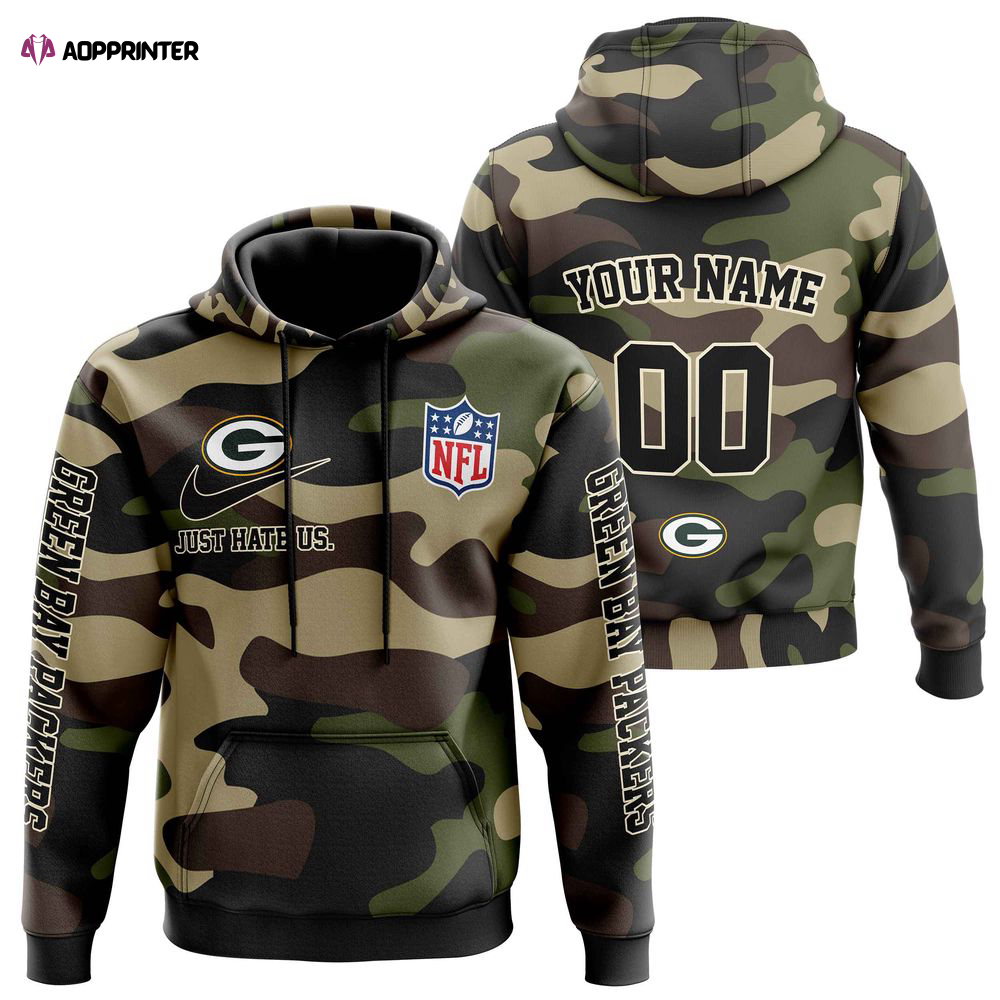 Green bay Packers Personalized Hoodie-Zip Hoodie Camo Style, For Men And Women