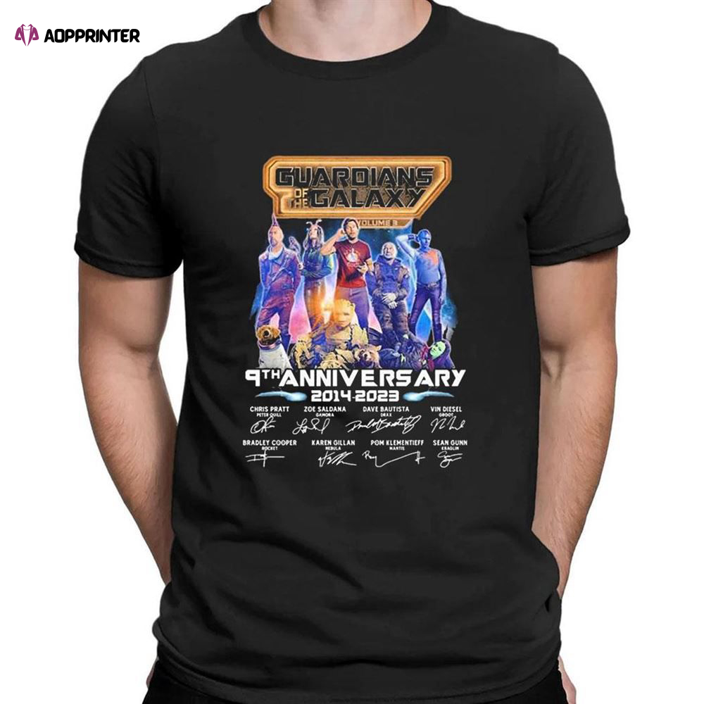 Guardians Of The Galaxy Vol 3 9th Anniversary 2009 2023 Signatures T-shirt For Fans