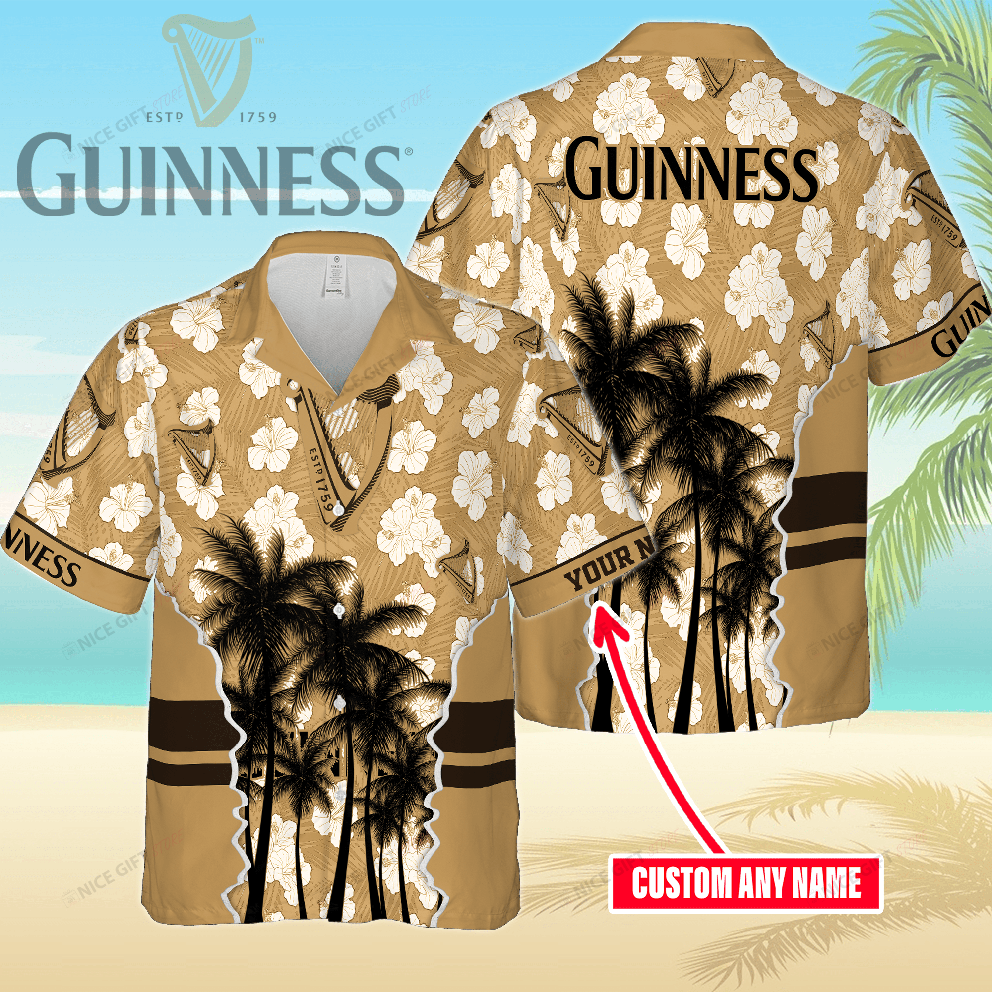 Guinness Custom Name Hawaiian Shirt For Men And Women