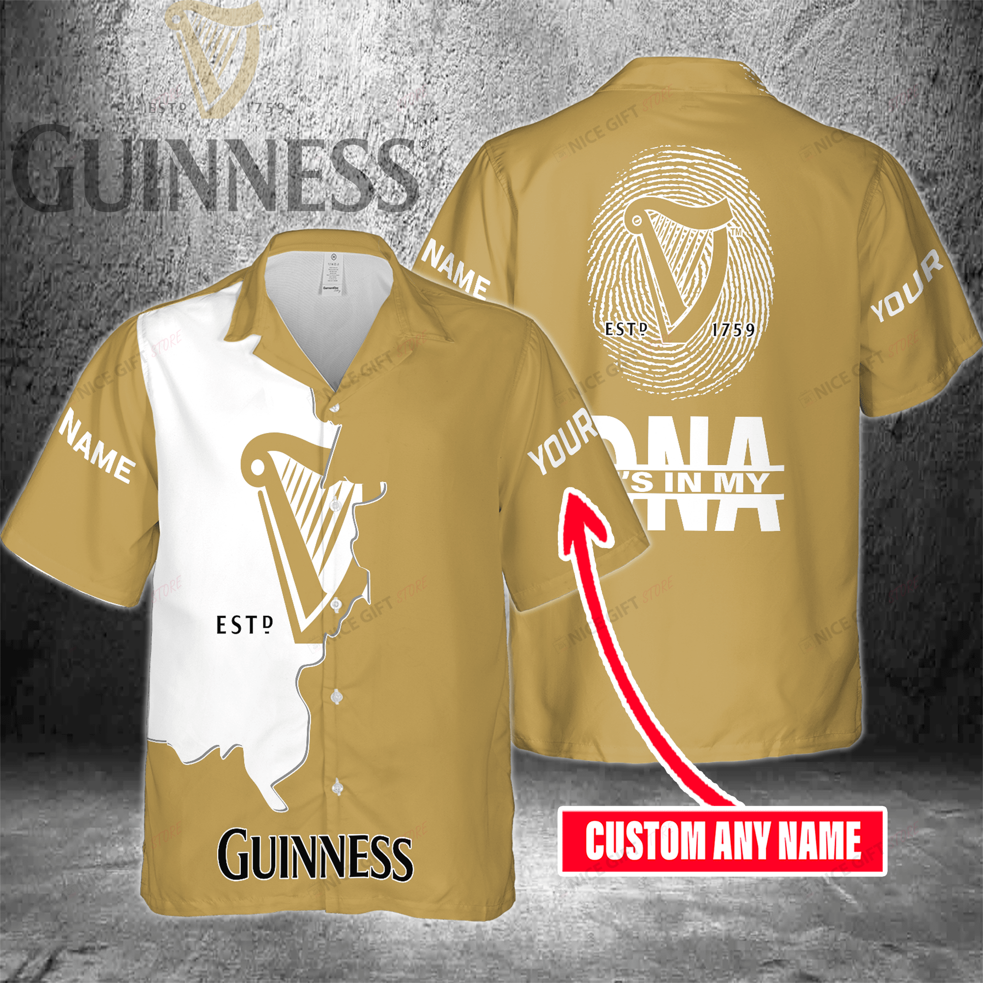 Guinness Custom Name It’s In My DNA Hawaiian Shirt  For Men And Women