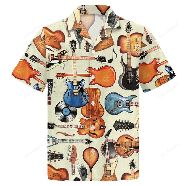 Guitar Bling Hawaiian Shirt For Guitar Lover, Haiwaiian Shirt