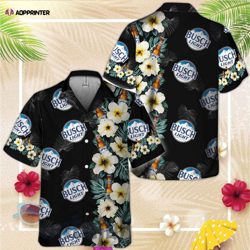 Hibiscus Palm Leaves Busch Light Hawaii Shirt For Men Women