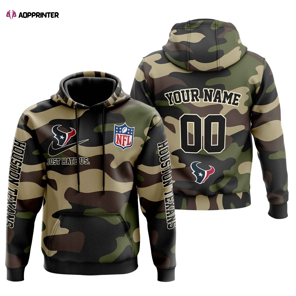 Houston Texans Personalized Hoodie-Zip Hoodie Camo Style, For Men And Women