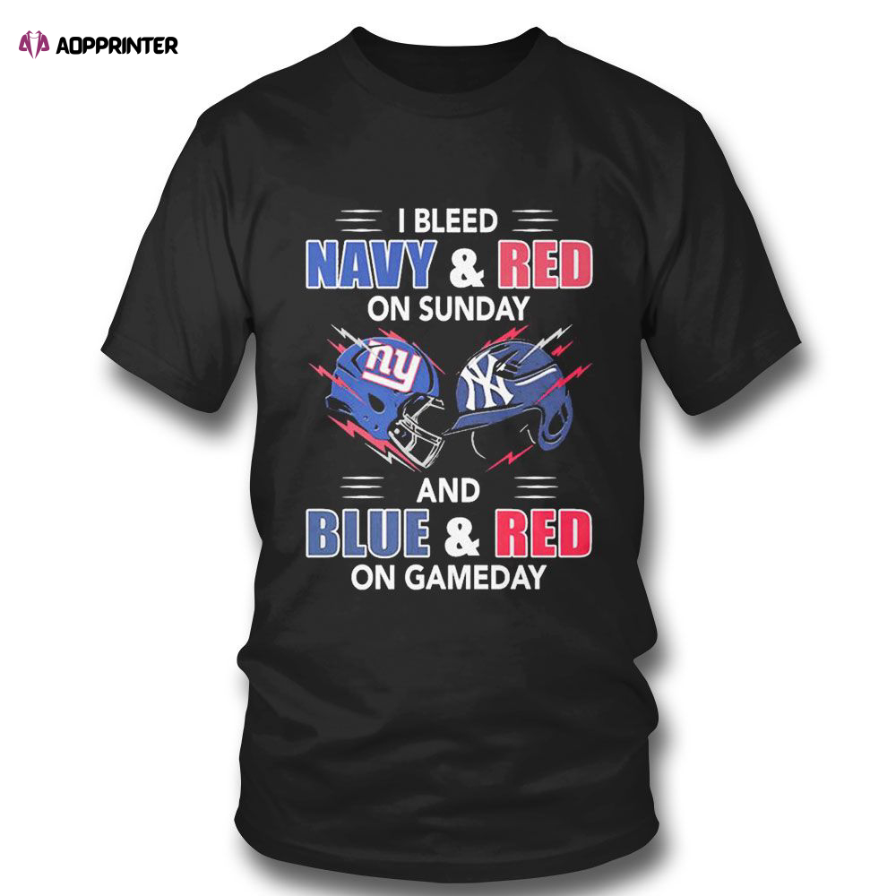 I Bleed Navy Red On Sunday Hat And Blue Red On Gameday T-shirt For Fans