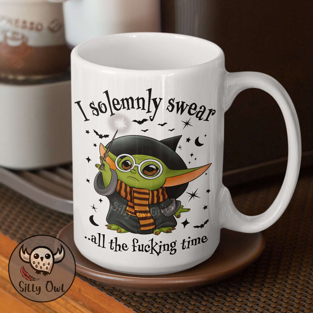 I Solemnly Swear All The Fucking Time Mug, Green Alien Wizard, Star Wars Gifts