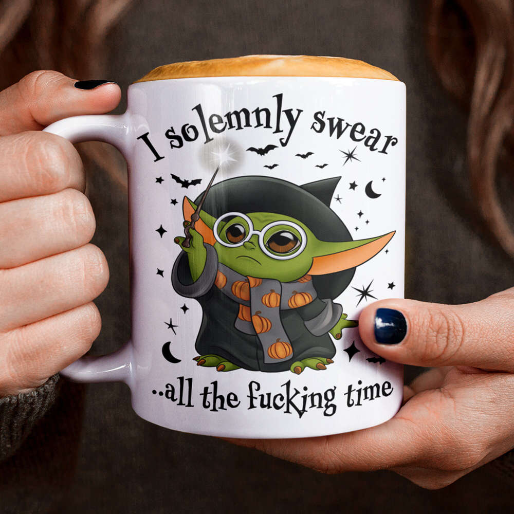 I Solemnly Swear All The Fucking Time Mug, Green Alien Wizard, Star Wars Gifts