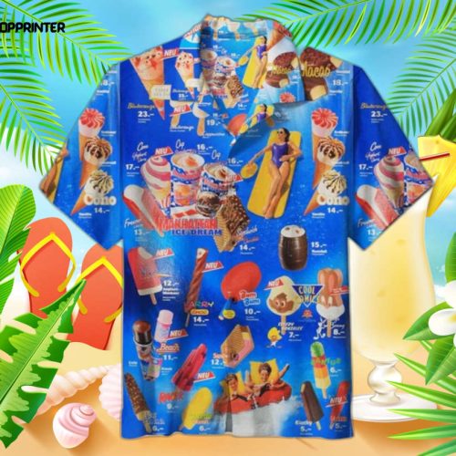 Ice Cream 2 Hawaiian Shirt, Men’s 3d Hawaiian Shirt For The Summer Beach Vibes