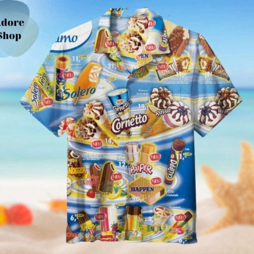 Ice Cream Cornetto Hawaiian Shirt, Men’s 3d Hawaiian Shirt For The Summer Beach Vibes