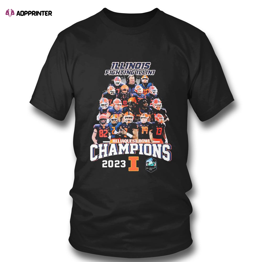 Illinois Fighting Illini Reliaquest Bowl Champions 2023 T-shirt For Fans