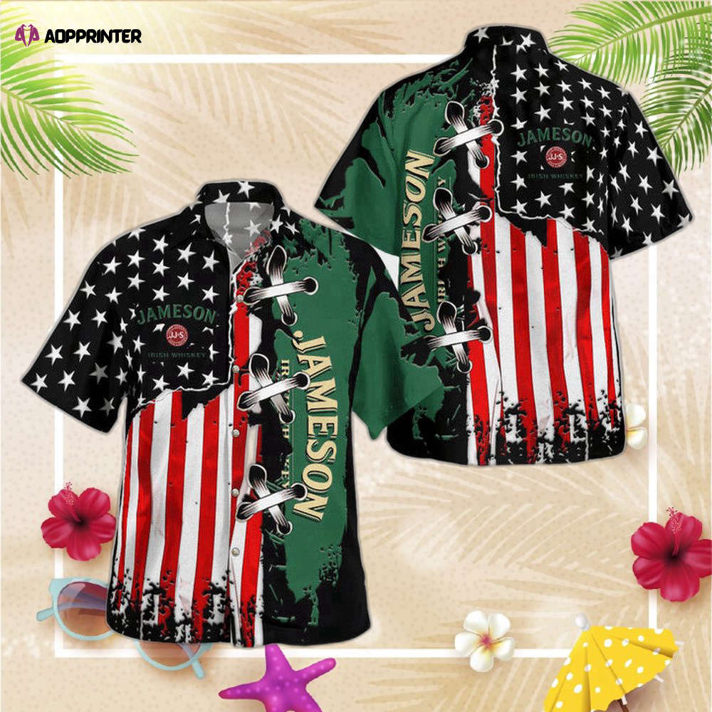 Jameson Irish Whiskey American Flag Color Hawaiian Shirt For Men And Women