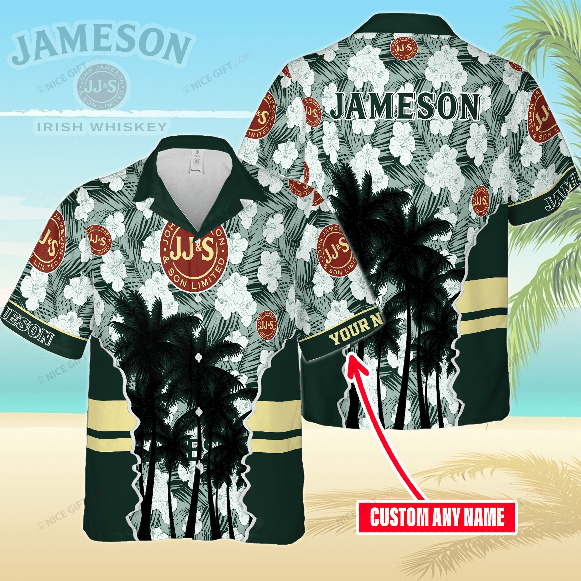 Dad Bod Powered By Jameson Irish Whiskey Custom Name Hawaiian Shirt, For Men And Women