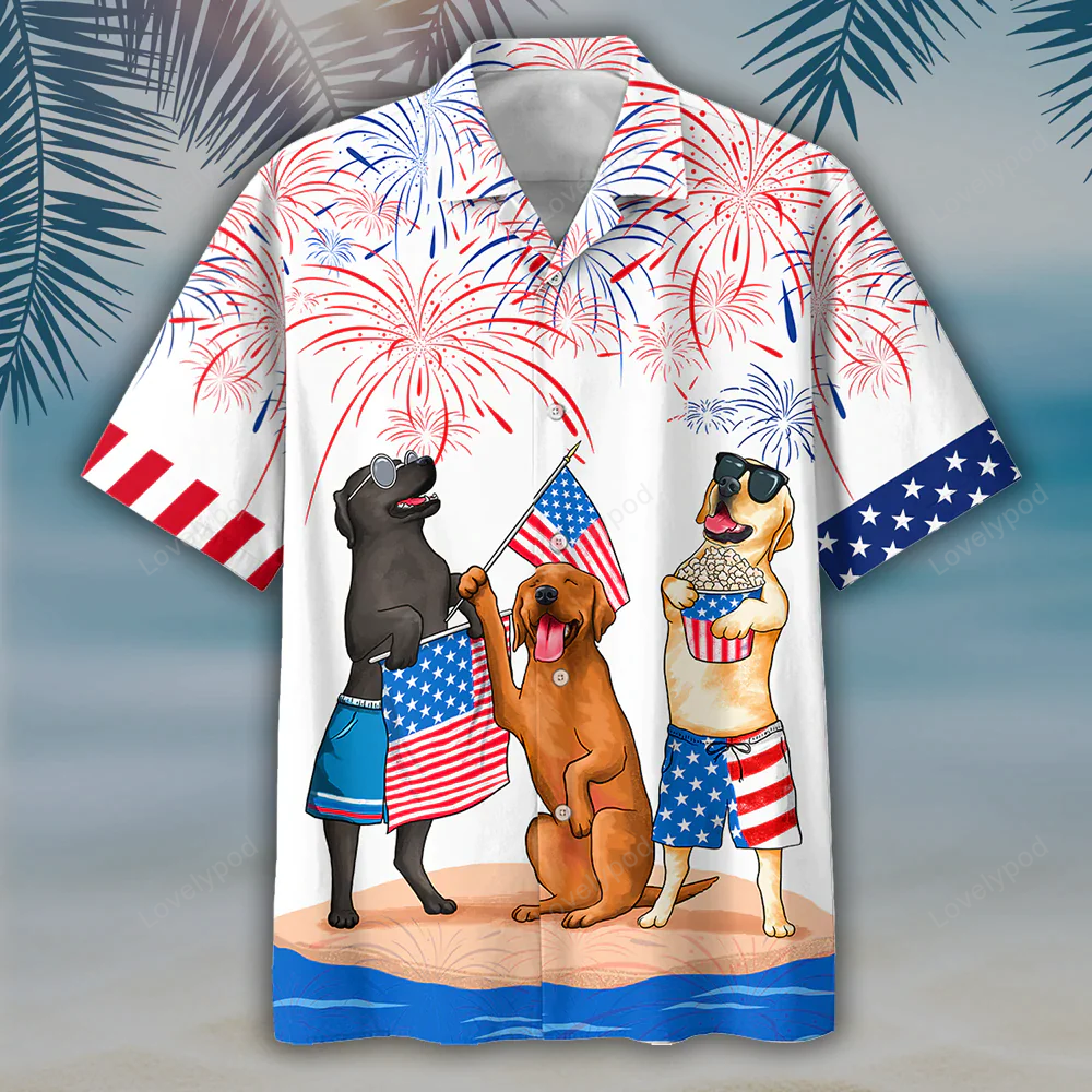 Labrador Hawaiian Shirt  Independence Day Hawaiian Shirt, Gift For Men Women