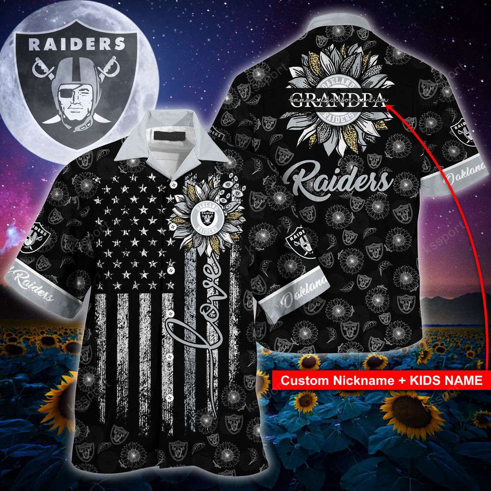 Las Vegas Raiders NFL-Hawaii Shirt Sunflower Custom Your Nickname,Kids Name For Men Women