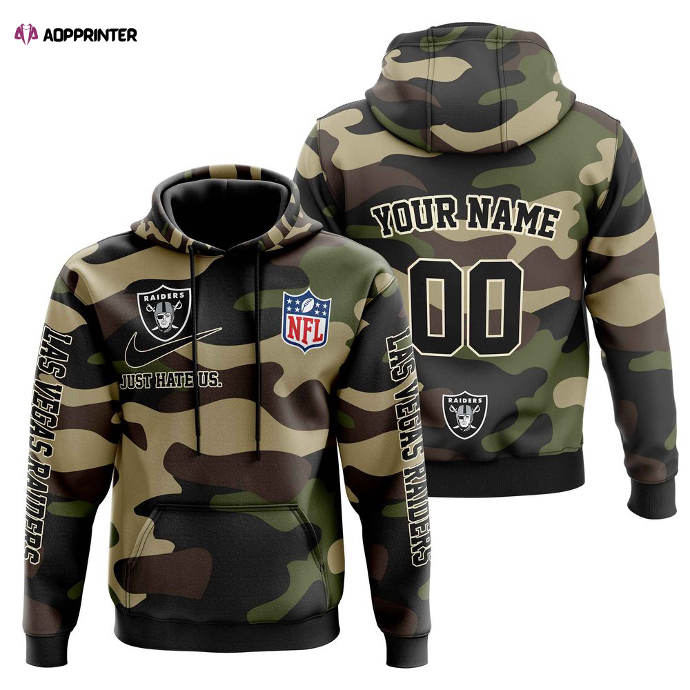 Las Vegas Raiders Personalized Hoodie-Zip Hoodie Camo Style, For Men And Women