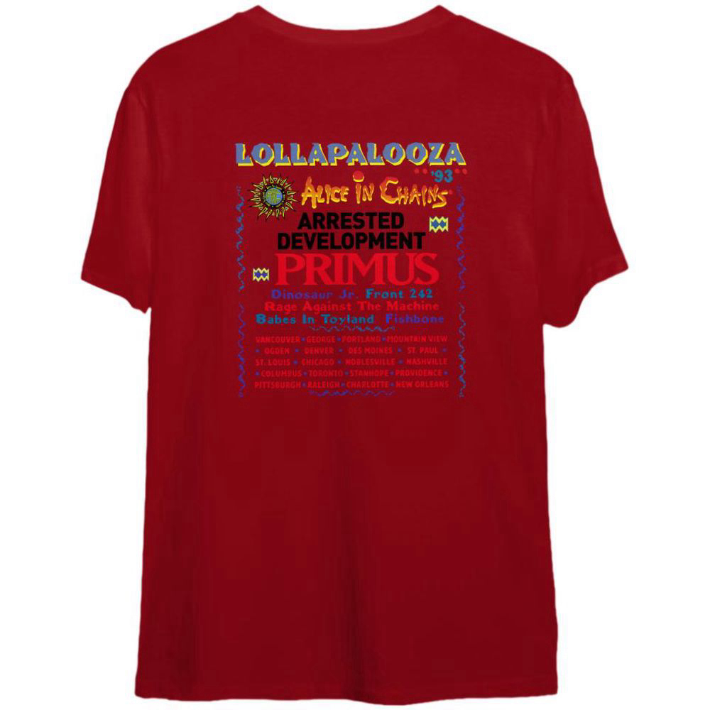 Lollapalooza T-Shirt, Vintage 1993 Lollapalooza Tour T-Shirt, For Men And Women