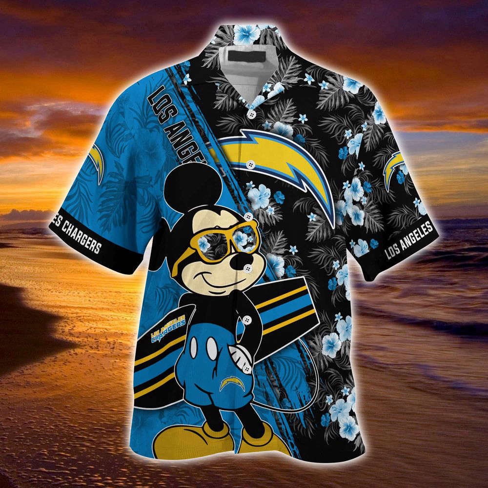 Los Angeles Chargers NFL-Summer Hawaii Shirt Mickey And Floral Pattern For Sports Fans