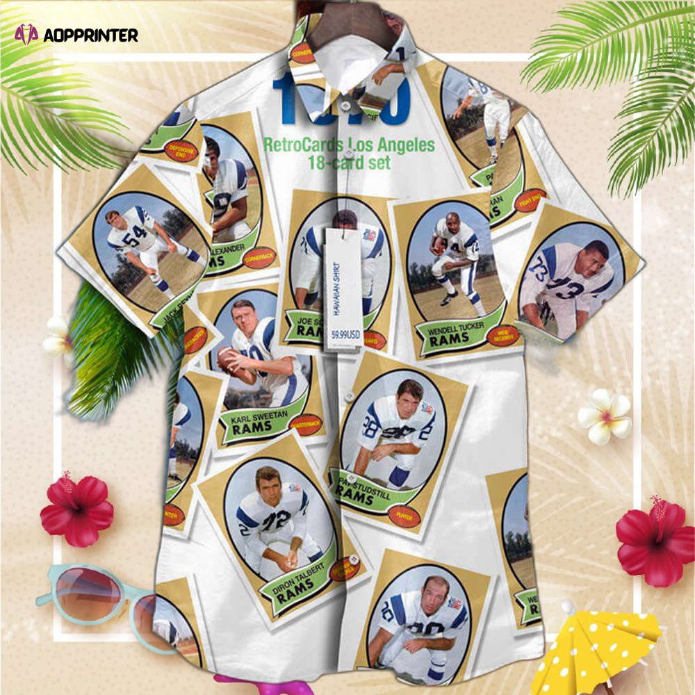 Los Angeles Rams 1970 Retrocards Set Vintage Aloha Hawaiian Shirt