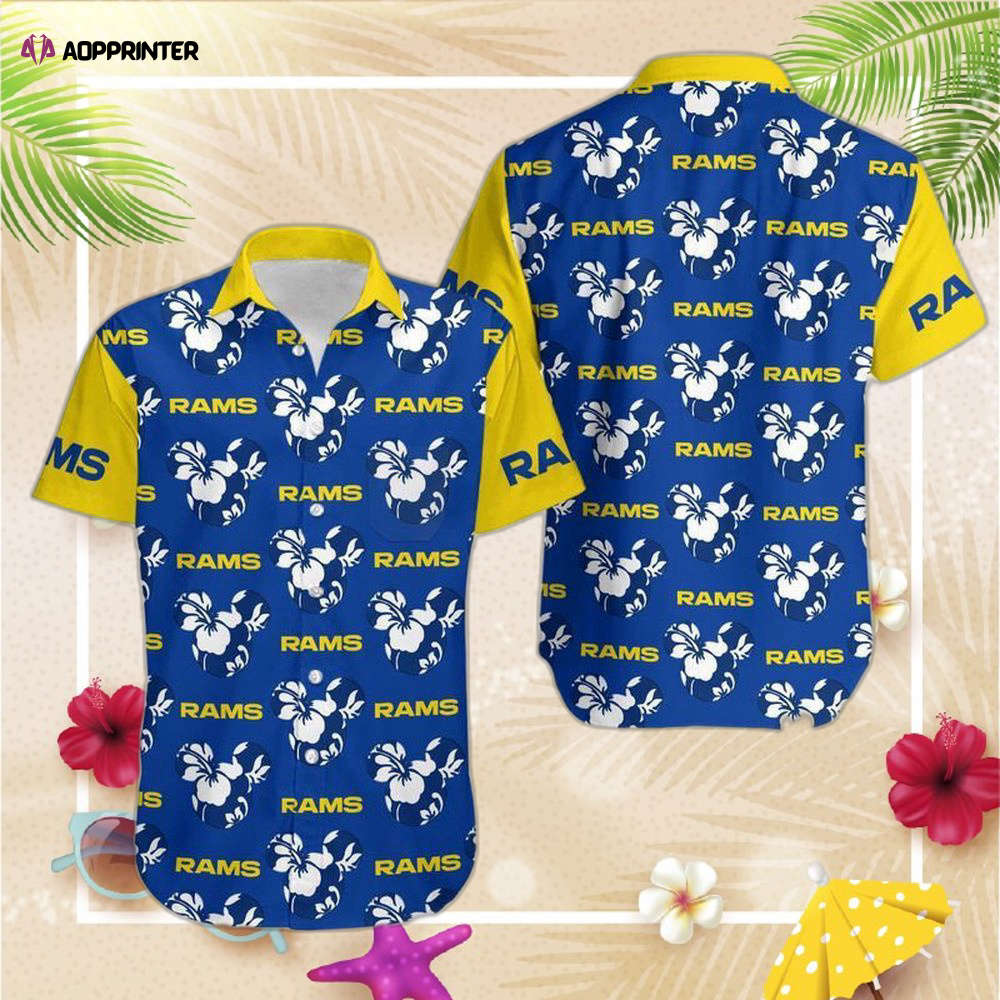 Los Angeles Rams Mickey and Flowers Hawaii Shirt and Shorts Summer Col