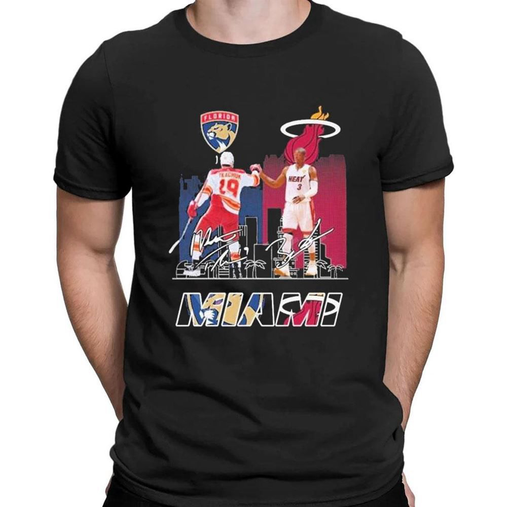 Miami City Florida Panthers Tkachuk And Miami Heat Dwyane Wade Signatures T-shirt For Men Women