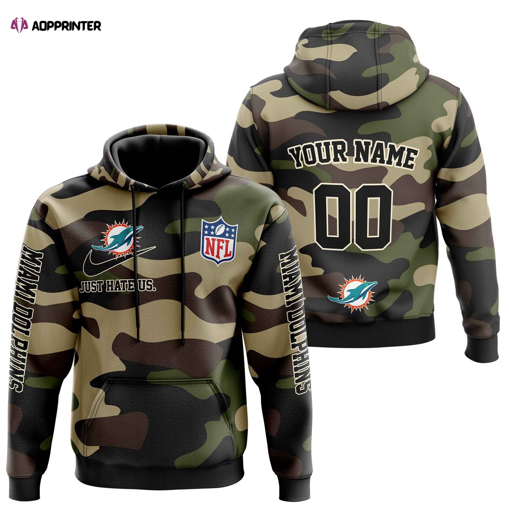 Miami Dolphins Personalized Hoodie-Zip Hoodie Camo Style, For Men And Women