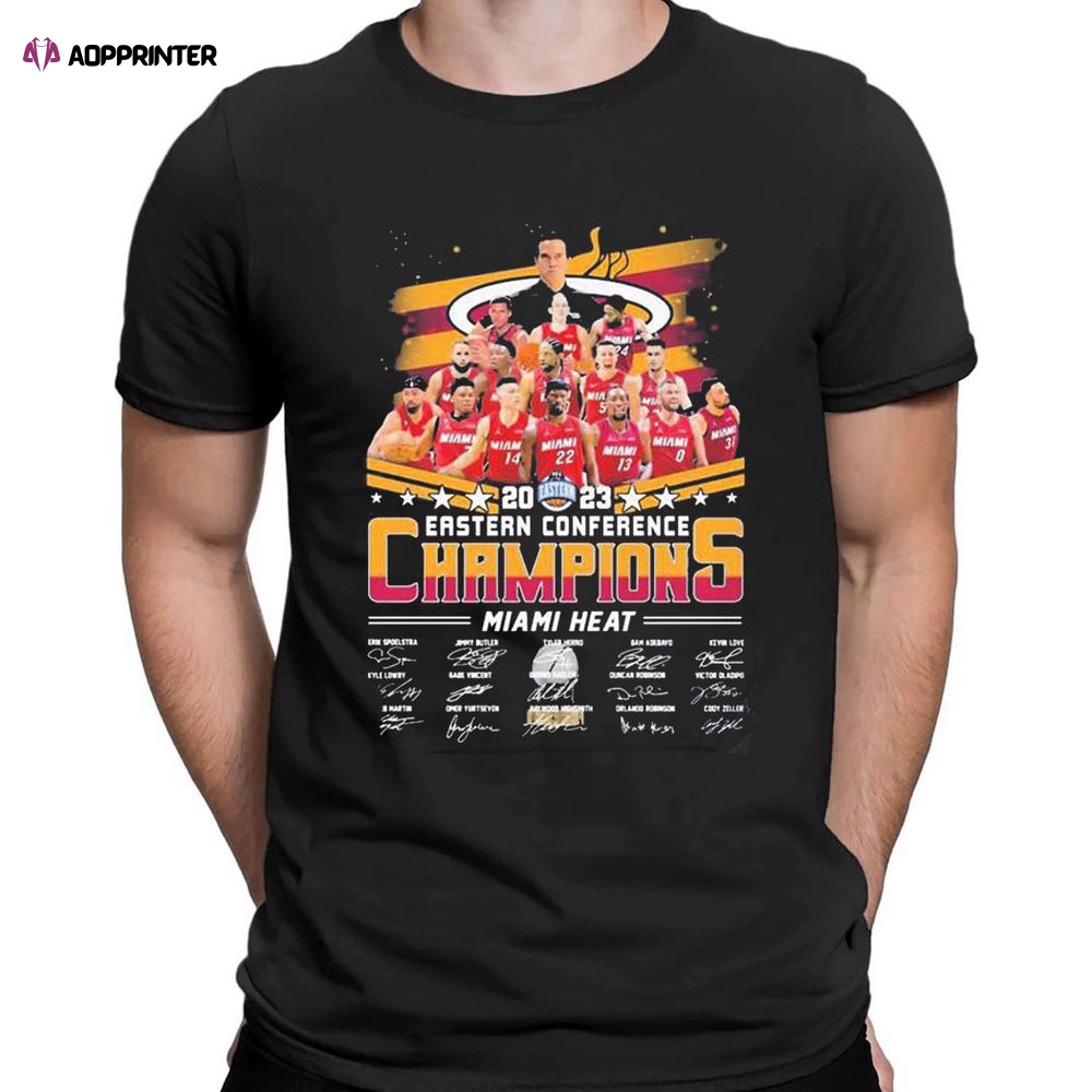 Miami Heat Team 2023 Eastern Conference Champions Signatures T-shirt For Fans