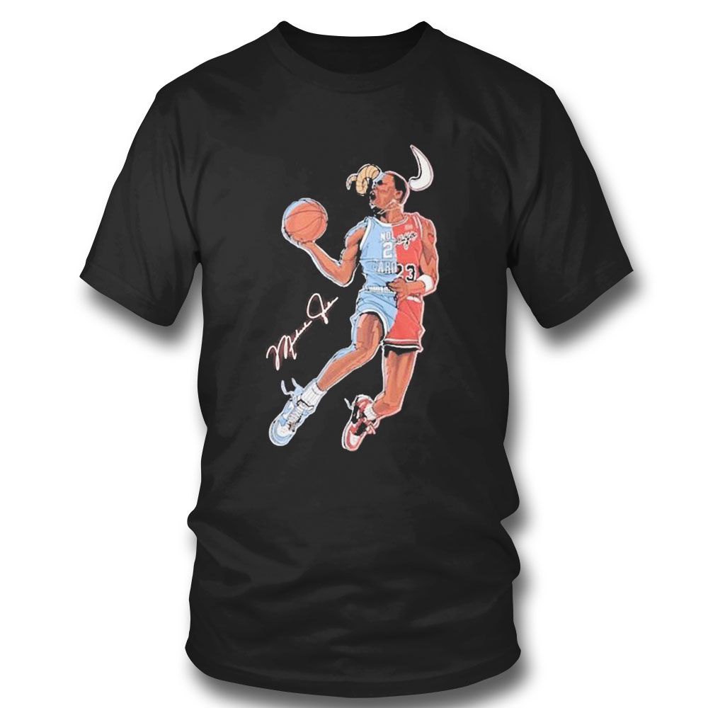 Michael Jordan North Carolina Tar Heels And Chicago Bulls Dunk Signature T-shirt For Men Women