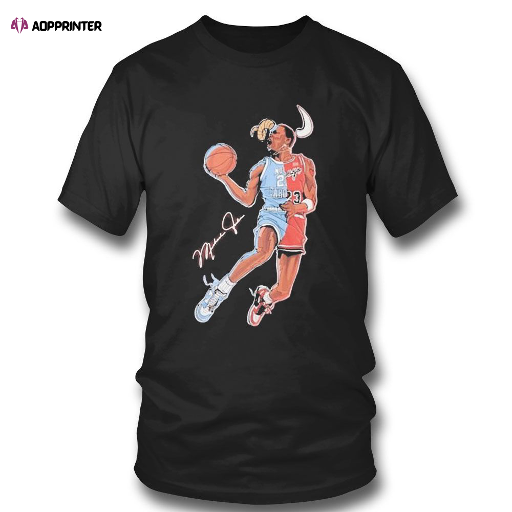 Michael Jordan North Carolina Tar Heels And Chicago Bulls Dunk Signature T-shirt For Men Women