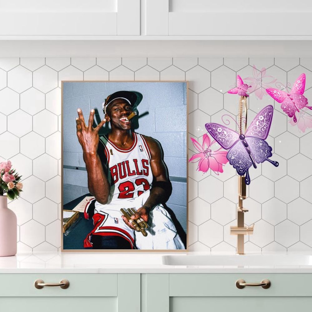 Michael Jordan With Cigar Canvas Poster – Gift For Decor Wall