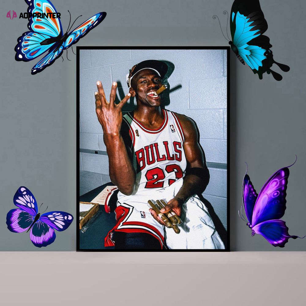 Michael Jordan With Cigar Canvas Poster – Gift For Decor Wall